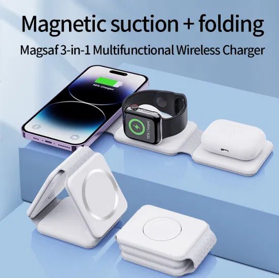3-in-1 Magnetic Wireless Charger | Foldable Fast Charging Station for iPhone, Apple Watch & AirPods